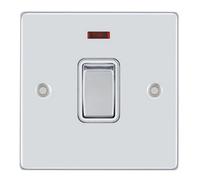 Vimark Vpd1391Chw Pro Décor 20A Dp Switch With Neon Polished Chrome White Insert
