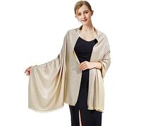 vimate Gold Shawls and Wraps, Sparkling Metallic Bridesmaid Shawl Scarf for Women Weddings formal Evening Cape (UK-Nude & Silver)