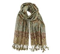 vimate Green Paisley Pashmina Scarfs Winter Women'S Jacquard Rave Pashmina Shawls and Wraps for Evening Dresses(UK-Style 5-Olive Green)