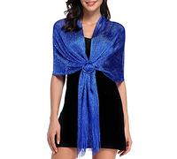 vimate Pashmina Shawls and Wraps for Women, Lightweight Royal Blue Sparkling Evening Shawls and Wraps for Party Dresses (UK-Sapphire Blue)