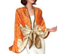 vimate Silk Like Shawl Scarves -Women's Spring Fall Lightweight Orange Satin Oblong Head Wrap Scarves for Anniversary Birthday Gifts(UK-Style 12)