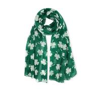 vimate st patricks day scarf -women's irish scarf fashion Four leaf clover lightweight thin green scarf headscarf beach scarf for women spring (UK-Style 54)