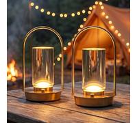 VIMAZ 2Pack Rechargeable Table Lamps,4000mAh Cordless Crystal Lantern Table Lamp for Indoor Outdoor,3-Color Stepless Dimming LED Touch Lamp,Small Battery Operated Lamps for Garden Coffee Table Camping