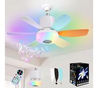VIMAZ Ceiling Fans with Lights and Remote,32W RGB LED Ceiling Fan Light Bulb Bayonet Fitting with Bluetooth Music Player,18.5" E27 Light Bulb Fan Dimmable with 3 Speeds,3 Colors 3000K-6500K,Timer