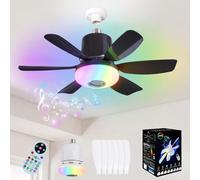 VIMAZ Ceiling Fans with Lights and Remote,32W RGB LED Ceiling Fan Light Bulb Bayonet Fitting with Bluetooth Music Player,18.5" E27 Light Bulb Fan Dimmable with 3 Speeds,3 Colors 3000K-6500K,Timer