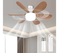 VIMAZ Ceiling Fans with Lights Quiet, E27 40W LED Ceiling Fan with and Remote and Timing, 3 Color 3 Speeds Dimmable Light Ceiling - Perfect for Small Spaces Bedroom Home Office (Wood Grain A)