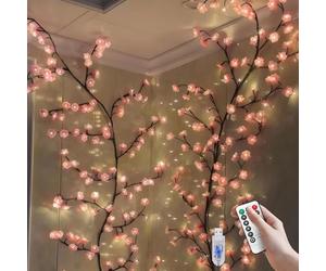 VIMAZ LED Cherry Blossom Tree Branch Lights for Wall,8 Modes Cherry Blossom Lights with 48 LED,Remote Timer,Blossoms Vine Fairy Light,Decorations for Bedroom Room Wall Decor
