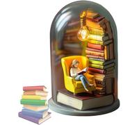 VIMAZ Reader Night Light, Time Travel Book Nook Lamps, Resin Stained Stackable Books Lamp, Glass Dome Lamp, with Lit Bulb Bookshelf Light, Office Home Decoration Book Lovers (#D)