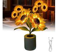 VIMAZ Shimmering Sunflower Lamp, Artificial Touch Dimming LED Flower Table Lamp, USB Rechargeable Night Light for Bedroom Decor, Shimmering Gift for Mom Wife Friend (2 Flowers)
