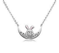 VIMIEW Moon Buny Necklace Blessing Jewelry I Love You to The Moon and Back Rabbit Pendant Necklace Gifts for Family or Friendship.