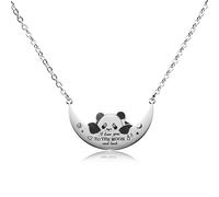 VIMIEW Moon Panda Necklace Blessing Jewelry I Love You to The Moon and Back Panda Pendant Necklace Gifts for Family or Friendship.