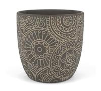 Vimin Box Decorated Coffee Terracotta Pot | Diameter 13.5 cm | Indoor and Outdoor Plant Pot | Elegant Planter for Home, Garden, Balcony (1, M coffee)