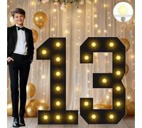 Vimlits Large 4FT Light Up Numbers Birthday Decoration, Black Marquee Number Sign for 13th Party Anniversary Backdrop Wedding Big Mosaic Number Frame Foam Cardboard Pre-cut Number 13