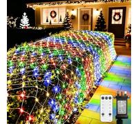 Vimlits Large Net Lights Outdoor 6m x 1.5m, 360 LED Mesh Lights for Garden Outside Fence Plug in, Waterproof 8 Light Modes Green Wire String Lights with Remote Timer Bushes Xmas Tree Decor Multicolor