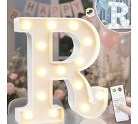 Vimlits Light Up Letters, LED Letter Lights Cool White and Warm White, Alphabet Sign Gifts for Girls Boys Birthday Party Wedding Decorations Remote Bedroom Night Light Christmas Wall Table Decor - R
