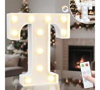 Vimlits Light Up Letters, LED Letter Lights Cool White and Warm White, Alphabet Sign Gifts for Girls Boys Birthday Party Wedding Decorations Remote Bedroom Night Light Christmas Wall Table Decor - T