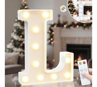 Vimlits Light Up Letters, LED Letter Lights Cool White and Warm White, Alphabet Sign Gifts for Girls Boys Birthday Party Wedding Decorations Remote Bedroom Night Light Christmas Wall Table Decor - L