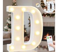 Vimlits Light Up Letters, LED Letter Lights Cool White and Warm White, Alphabet Sign Gifts for Girls Boys Birthday Party Wedding Decorations Remote Bedroom Night Light Christmas Wall Table Decor - D