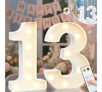 Vimlits Light Up Numbers 13th Birthday Decorations for Girls, LED Number Lights Lighted Number Sign for Party Backdrop Wedding Anniversary Remote Wall Table Decor - Cool White & Warm White 13