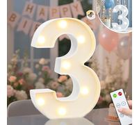 Vimlits Light Up Numbers 3rd Birthday Decorations for Girls, LED Number Lights Lighted Number Sign for Party Backdrop Wedding Anniversary Remote Wall Table Decor - Cool White & Warm White 3