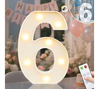 Vimlits Light Up Numbers 6th Birthday Decorations for Girls, LED Number Lights Lighted Number Sign for Party Backdrop Wedding Anniversary Remote Wall Table Decor - Cool White & Warm White 6