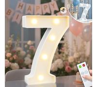 Vimlits Light Up Numbers 7th Birthday Decorations for Girls, LED Number Lights Lighted Number Sign for Party Backdrop Wedding Anniversary Remote Wall Table Decor - Cool White & Warm White 7