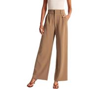 Vimlo Daisy Grace Wide Leg Trousers, High Waisted Work Pants for Women Business Casual Office Dress Pants with Pockets(Khaki,SMALL_STANDARD)
