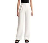 Vimlo Daisy Grace Wide Leg Trousers, High Waisted Work Pants for Women Business Casual Office Dress Pants with Pockets(White,LARGE_STANDARD)
