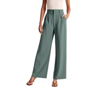 Vimlo Daisy Grace Wide Leg Trousers, High Waisted Work Pants for Women Business Casual Office Dress Pants with Pockets(Blue,MEDIUM_TALL)
