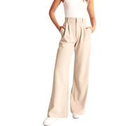 Vimlo Daisy Grace Wide Leg Trousers, High Waisted Work Pants for Women Business Casual Office Dress Pants with Pockets(Beige,MEDIUM_TALL)