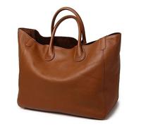 Vimlo Oversize Tote Bags for Women Genuine Leather Handbags and Purses Extra Large Capacity Cowhide Shopper Bag Bucket Purse for Work Travel (Color : Brown)