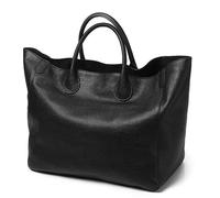 Vimlo Oversize Tote Bags for Women Genuine Leather Handbags and Purses Extra Large Capacity Cowhide Shopper Bag Bucket Purse for Work Travel (Color : Black)