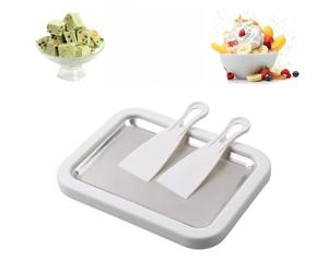 Vimlo Petrus Ice Cream Tray, Petrus Ice Cream Maker, Ice Cream Roll Maker, DIY Mini Ice Cream Plate Maker Sweet Roller, Instant Cold Plate with 2 Scrapers(White)