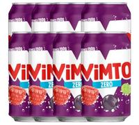Vimmto Fruit Flavoured Soft Drink - Zero Sugar, Sparkling, Ready to Drink | Made in the UK | Grape, Raspberry & Blackcurrant Blend - Net Volume 330 ml, 8 Bottles