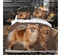 VIMOOR 3D Pomeranian Bedding Set Dog, Animal Double Size Duvet Cover Set Kids Boys Girls Soft Microfiber Quilt Cover with Zipper Closure Luxury Bedroom Decor 3 Pcs with 2 Pillowcases,200x200