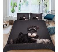 VIMOOR 3D Schnauzer Bedding Set Dog Animal Double Size Duvet Cover Set Kids Boys Girls Soft Microfiber Animal Quilt Cover with Zipper Closure Luxury Bedroom Decor 3 Pcs with 2 Pillowcases,200x200