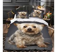 VIMOOR 3D Yorkshire Terrier Bedding Set Dog, Animal Double Size Duvet Cover Set Kids Boys Girls Soft Microfiber Quilt Cover with Zipper Closure Luxury Bedroom Decor 3 Pcs with 2 Pillowcases,200x200