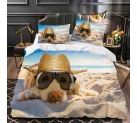 VIMOOR Dog Duvet Cover Single Size 3D Animal Bedding Set with 2 Pillowcases for Kids Boys Girls Teens Soft Microfiber Quilt Cover 3PCs with Zipper Closure Easy Care,winter,135x200