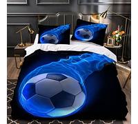 VIMOOR Football Duvet Cover King Size 3D Magic Football Bedding Set Adults with 2 Pillowcases Ultra Soft Microfiber Quilt Cover 3PCs with Zipper Closure Easy Care Decor Bedspread Cover,Summe