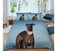 VIMOOR Italian Greyhound Duvet Cover Single Size 3D Dog Bedding Set with 2 Pillowcases for Kids Boys Girls Teens Soft Microfiber Dog Quilt Cover 3PCs with Zipper Closure Easy Care,Summer,135x200