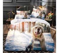 VIMOOR Labrador Retriever Duvet Cover Double Size 3D Dog, Animal Bedding Set with 2 Pillowcases for Kids Boys Girls Teens Soft Microfiber Quilt Cover 3PCs with Zipper Closure Easy Care,winter,200x200