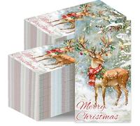 Vimorco 200 pcs 2 Ply Disposable Napkins,Elegant Decorative Hand Towels Guest Paper,Soft Absorbent Durable Napkins for Kitchen, Christmas,Cocktail,Bathroom, Weddings,Parties,Dinners or Events,Deer