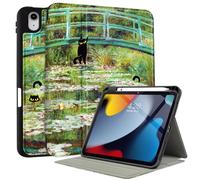 Vimorco Case for iPad (A16) 11th Generation 11 inch (2025),for iPad 10th Gen 10.9 inch (2022), Multi-Angle Viewing Protective Folio Stand Cover with Pencil Holder,Auto Wake/Sleep,Water Lily and Cat