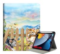 Vimorco Case for iPad (A16) 11th Generation 11 inch (2025),for iPad 10th Gen 10.9 inch (2022), Multi-Angle Viewing Protective Folio Stand Cover, Pencil Holder,Auto Wake/Sleep,Retro Wooden Fence Cat