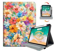 Vimorco Case for iPad Air 4th/5th 10.9 inch,for iPad Air 11 inch M2/M3/M4,for iPad Pro 11 inch 4th/3rd/2nd/1st Gen Cover,Pencil Holder&Hand Strap&Pocket,360 Degree Rotating,Oil Painting Flowers