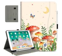 Vimorco Case for iPad Pro 10.5-inch, iPad 9th/8th/7th Gen Cases 10.2 Inch, | iPad Air 3rd Generation Case 2019, Pencil Holder&Hand Strap&Elastic Strap, Front Pocket Auto Wake Cover, Forest mushrooms