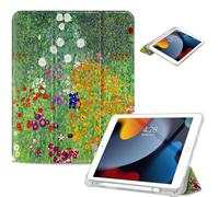 Vimorco for iPad 5th/6th Generation Case 9.7 Inch 2017/2018, for iPad Air 1/2 Case 2013/2014, Pencil Holder/2 Viewing Stands/Typing Stand/Slim, Cover for iPad 5/6 Gen, Flower Garden Floral