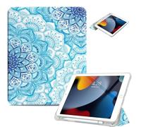 Vimorco for iPad 5th/6th Generation Case 9.7 Inch 2017/2018, for iPad Air 1/2 Case 2013/2014, Pencil Holder/2 Viewing Stands/Typing Stand/Slim, Cover for iPad 5/6 Gen, Blue Flower Floral