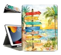 Vimorco for iPad 6th/5th Generation Case 2018/2017, for iPad Air 2/Air Case 2014/2013, for iPad Cover 6th/5th Gen 9.7-inch Pencil Holder/4 Viewing Stands/Typing Stand/Slim, Beach Path Seaside View