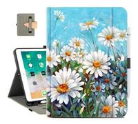 Vimorco for iPad 9th/8th/7th Generation Case 10.2 Inch, for iPad Pro 10.5 Inch Case, for iPad Air 3rd Generation Cases with Pencil Holder/Hand Strap/Pocket, Adjustable Angle, White Daisy